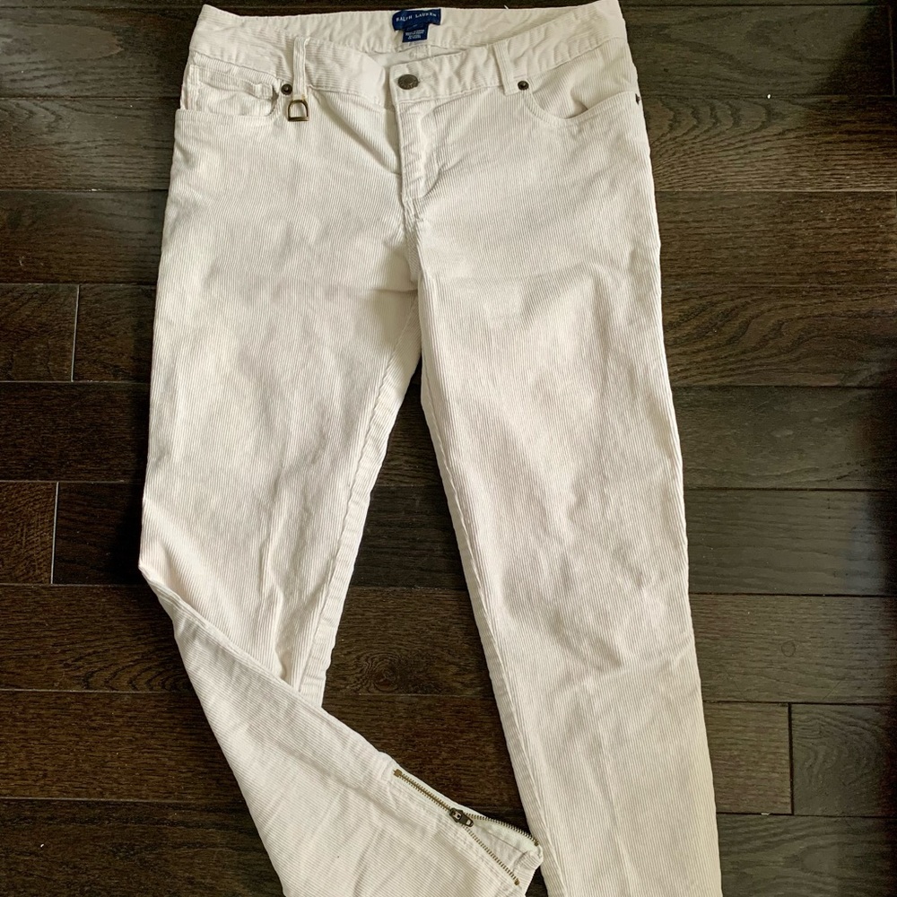Ralph Lauren Skinny Corduroy Jean White; Size 16